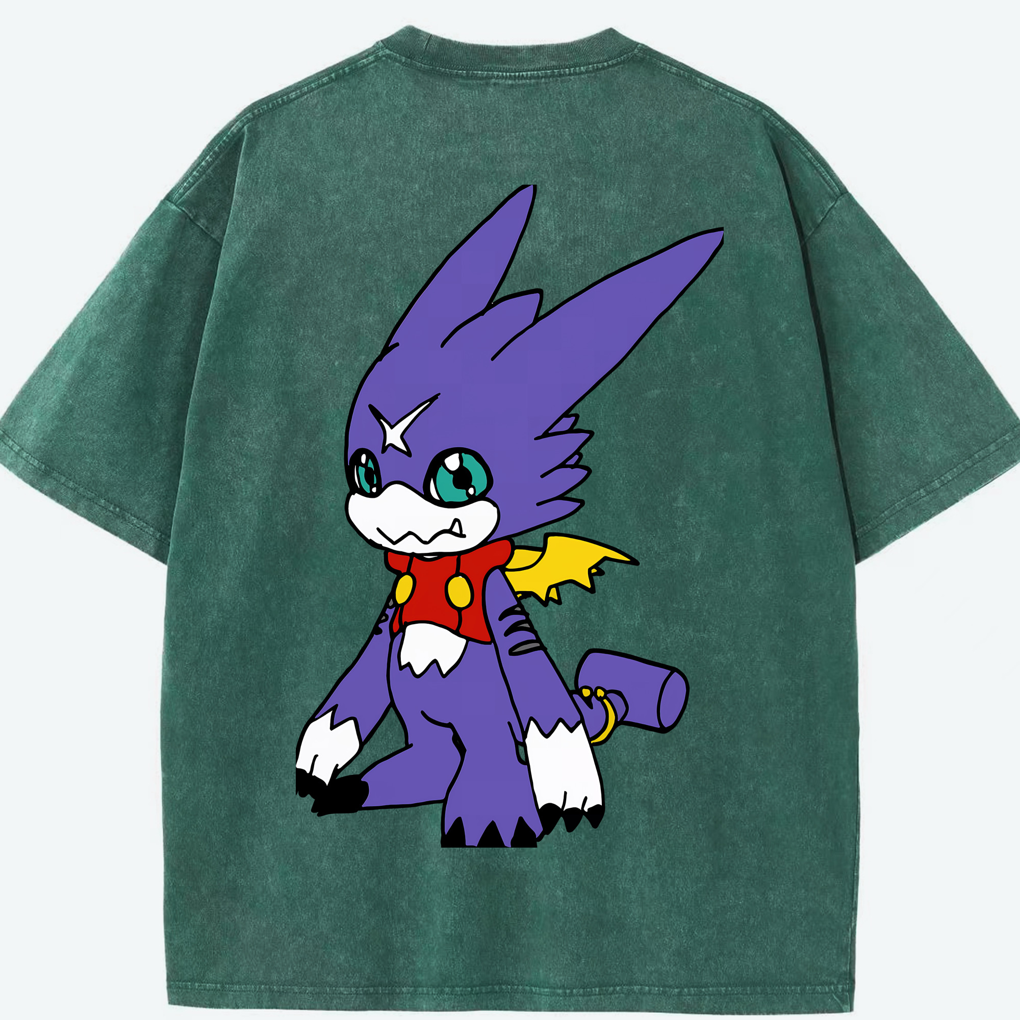 （画像用） Digimon デジタルモンスター/デジモン 綿100% ヴィンテージ風 半袖Tシャツ（背面プリント）